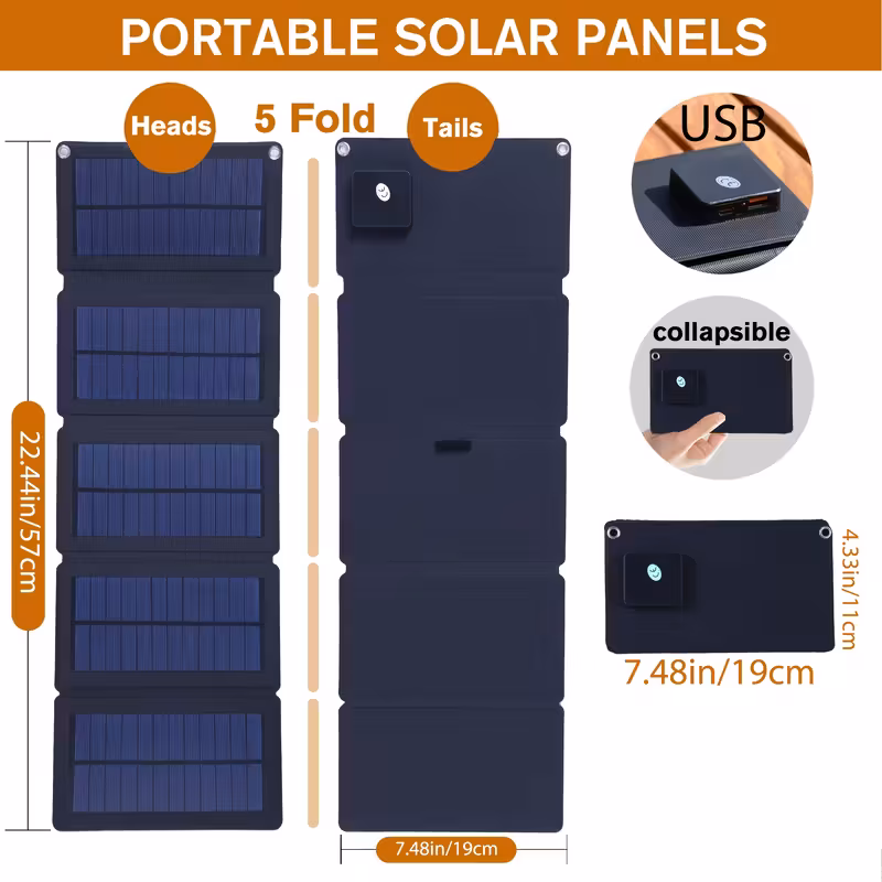 Panou solar 2.5W, pliabil în 5 secțiuni, 5V